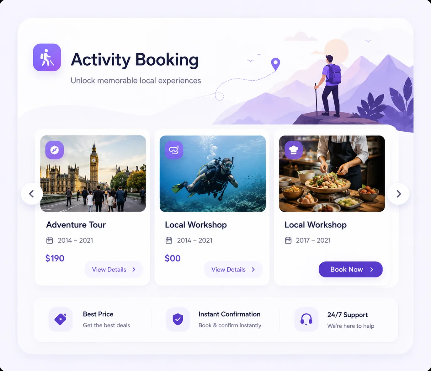 Activity booking system